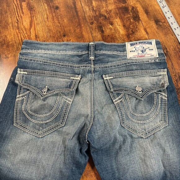 True Religion Straight With Flaps Mega T Blue Jeans Mens 38X34 - Picture 4 of 6